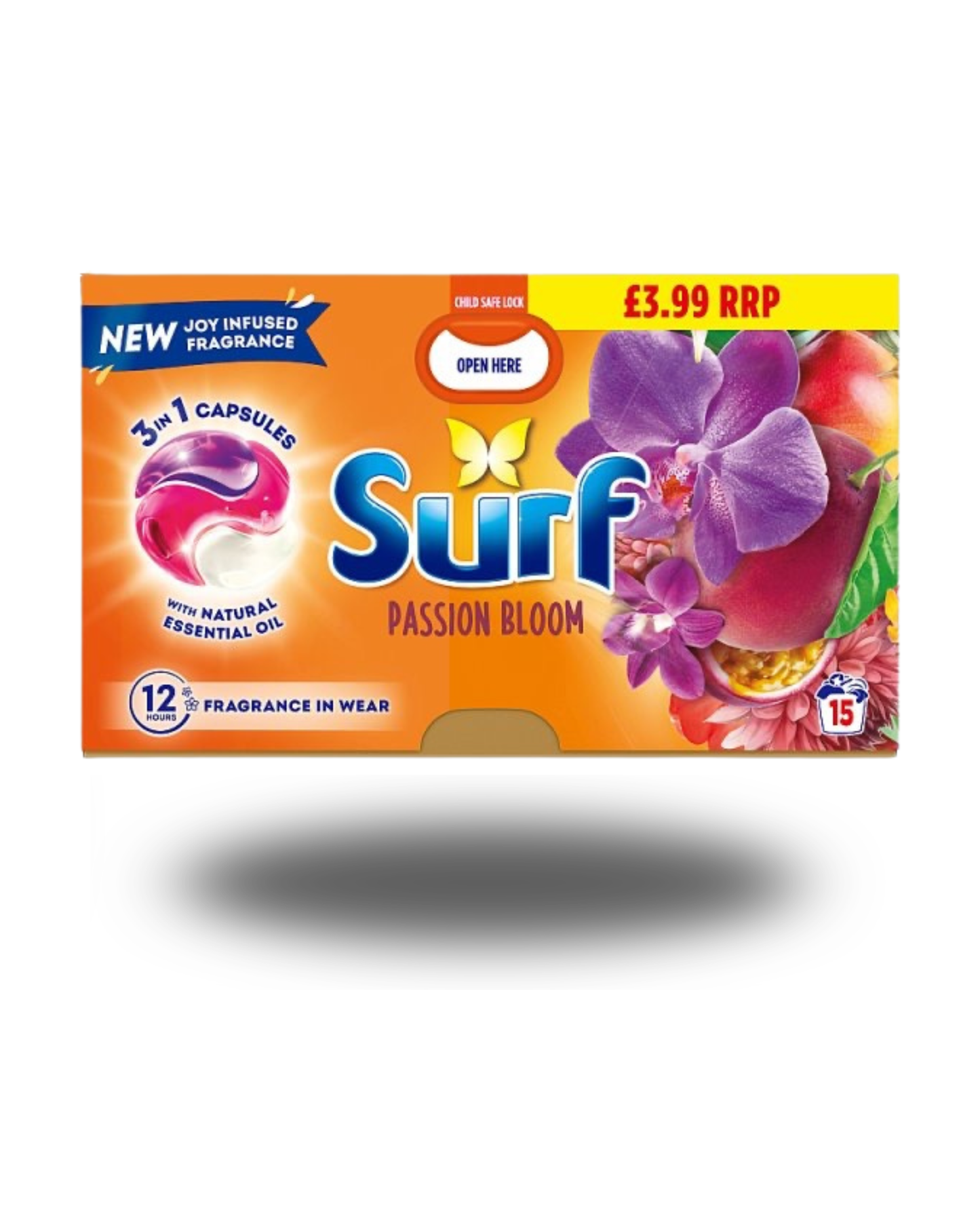 Surf 3 in 1 Laundry Washing Detergent Capsules Passion Bloom 15 washes