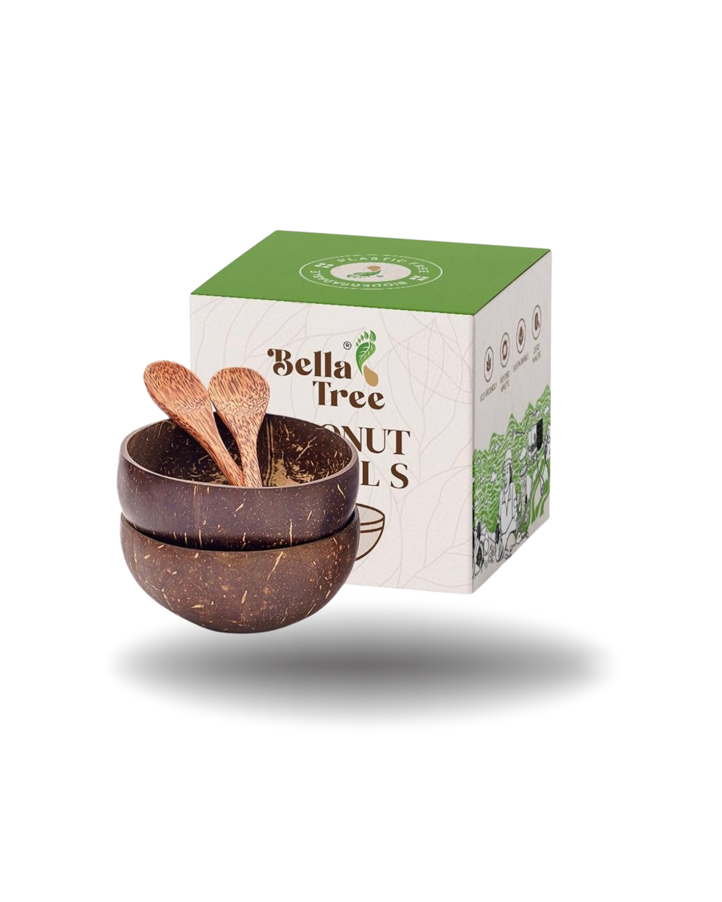 WOODEN BOWLS WITH SPOONS ( 2 Nos )