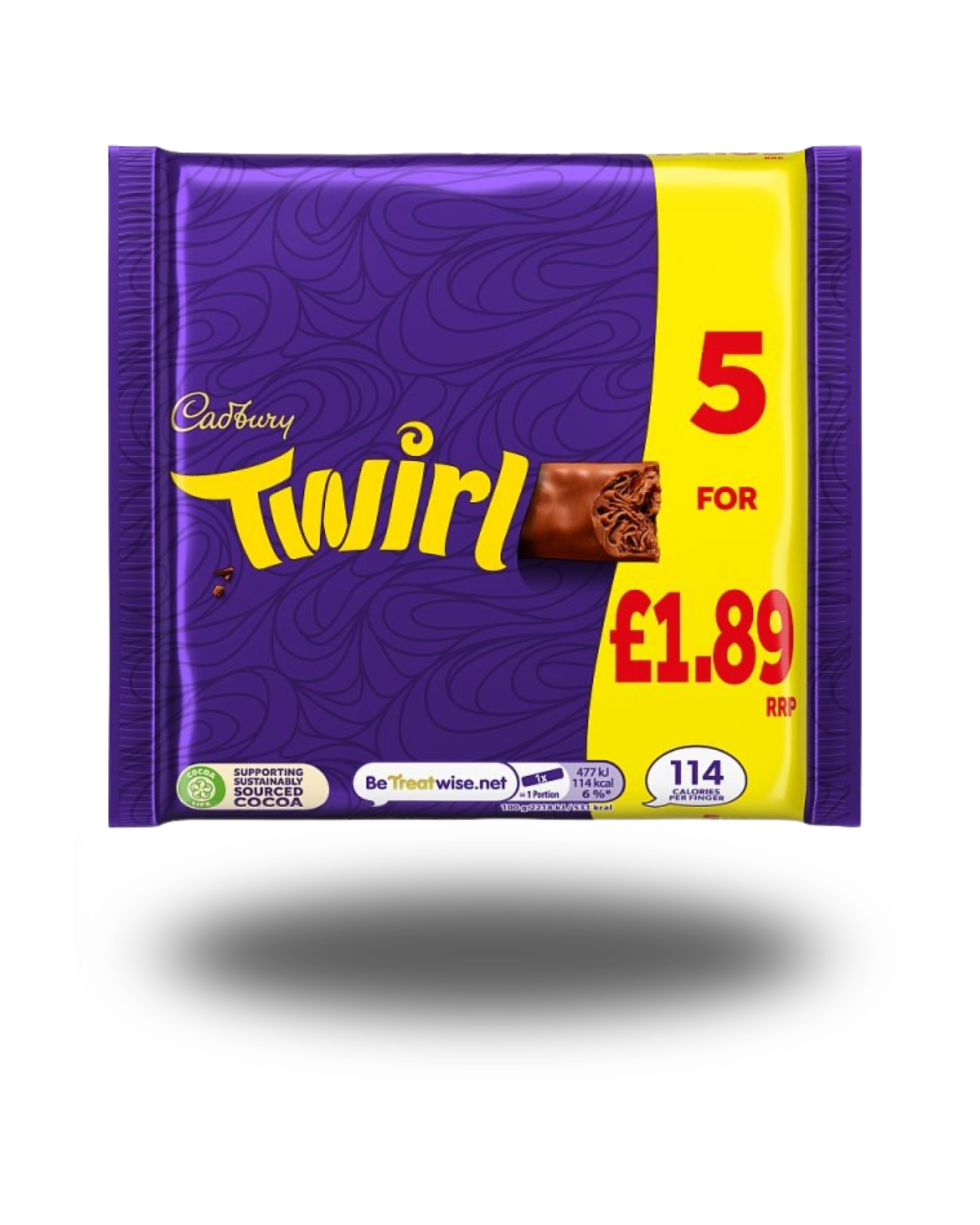 Cadbury Twirl Chocolate Bar 5 Pack Multipack 107.5g