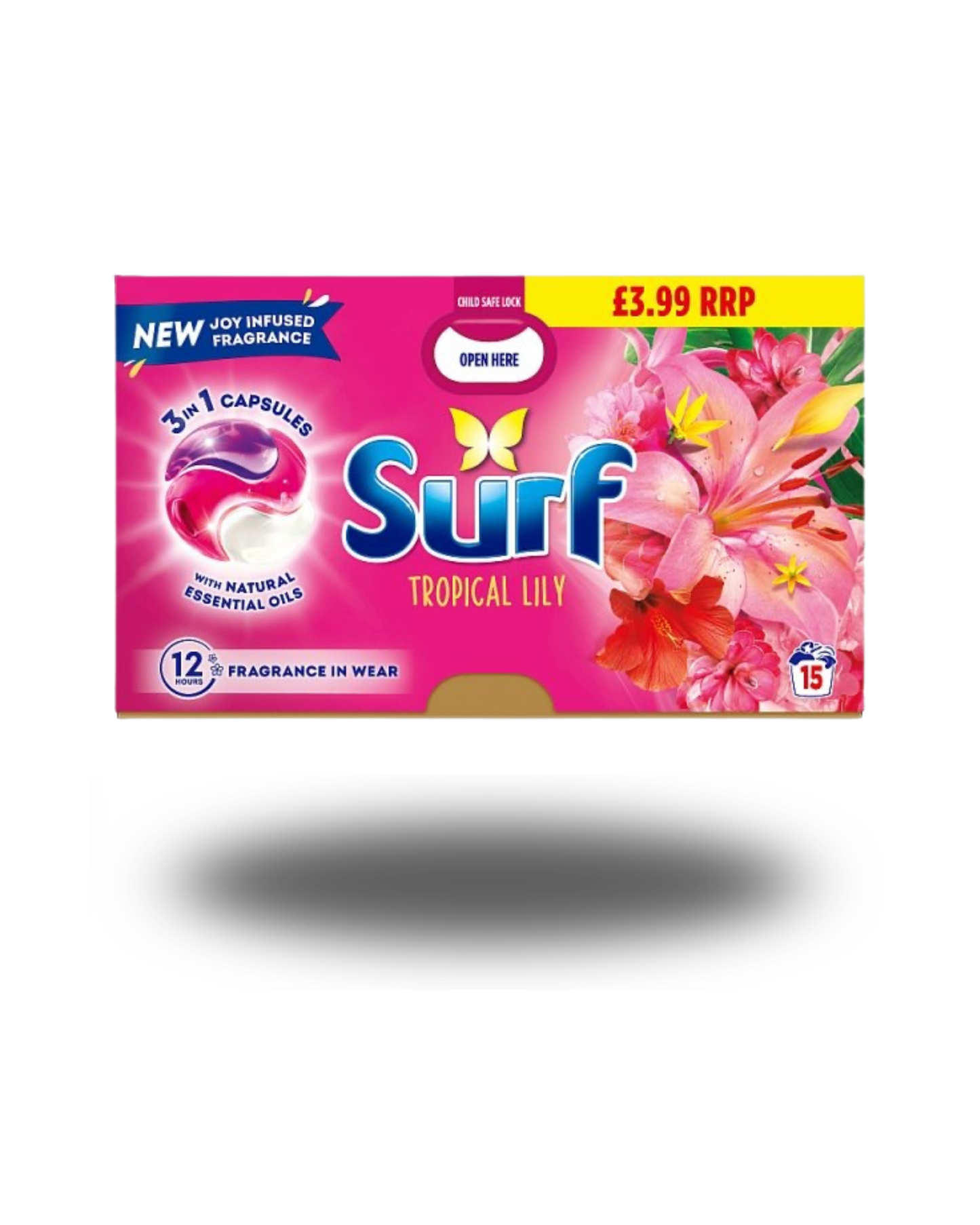 Surf 3 in 1 Laundry Washing Detergent Capsules Tropical Lily 15 washes